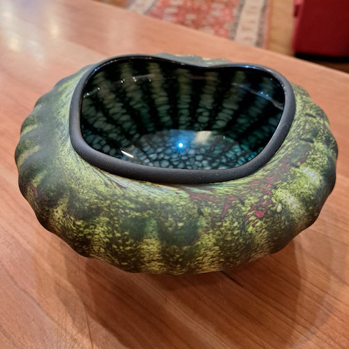 Click to view detail for GBG-045 Primitive Bowl, Green and Teal $320